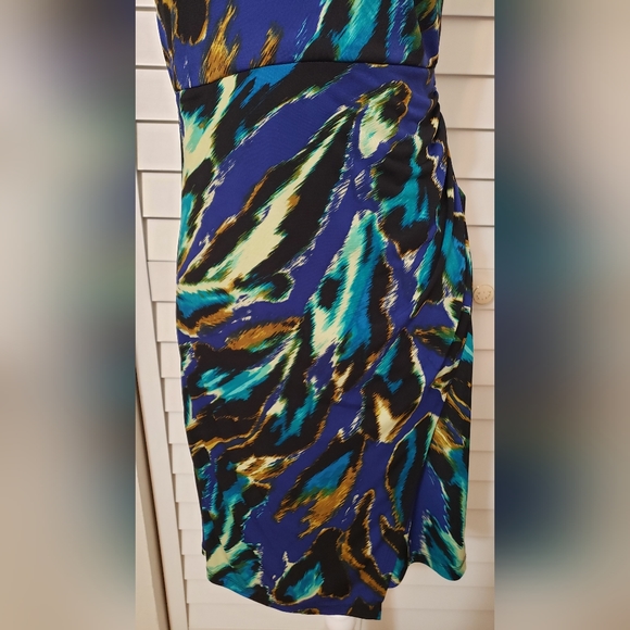 ABS Silver Label One Shoulder Multicolored Mini Dress Size S - Picture 5 of 13